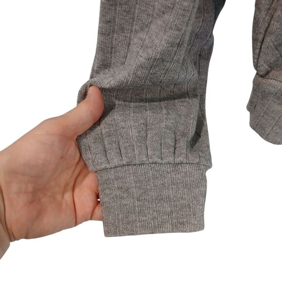 NWT OGL Wide Rib Surplice Top Long Sleeve V Neck Heather Gray Size Small Wrap - Picture 5 of 12